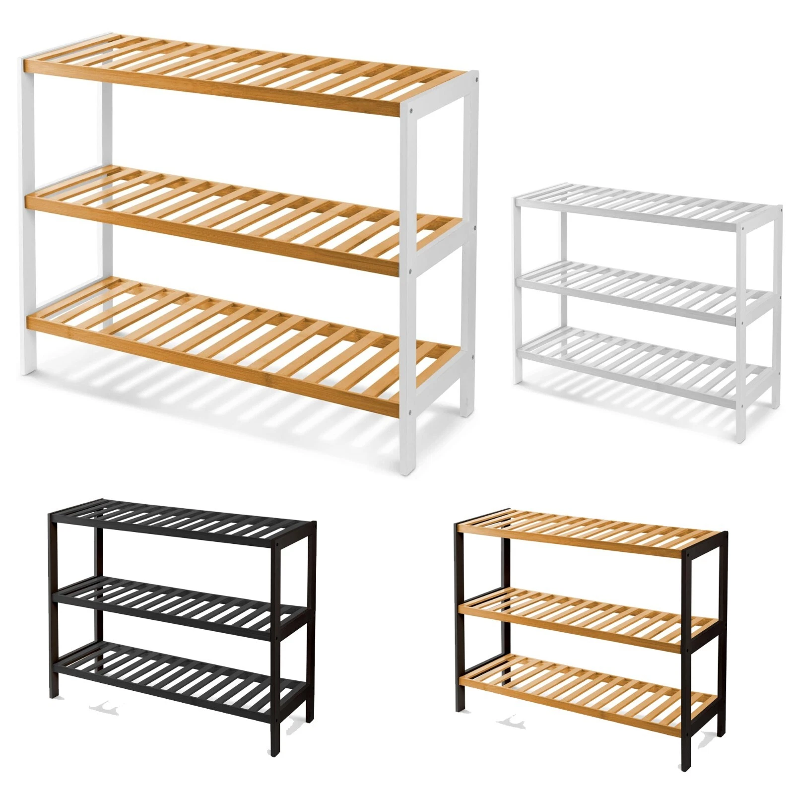 KEPLIN 3 Tier Natural Bamboo Shoe Rack Easy Assemb